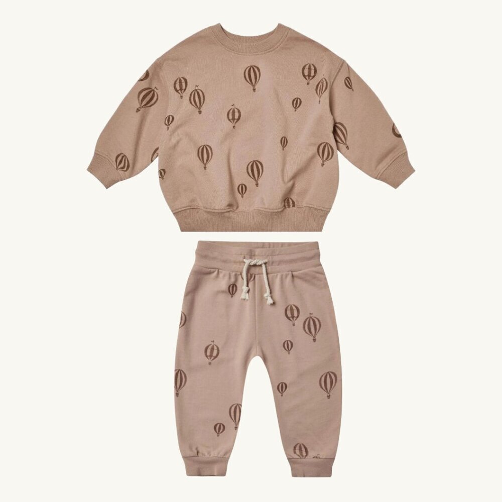 NWT - Rylee + Cru balloon print organic fleece set​​​​